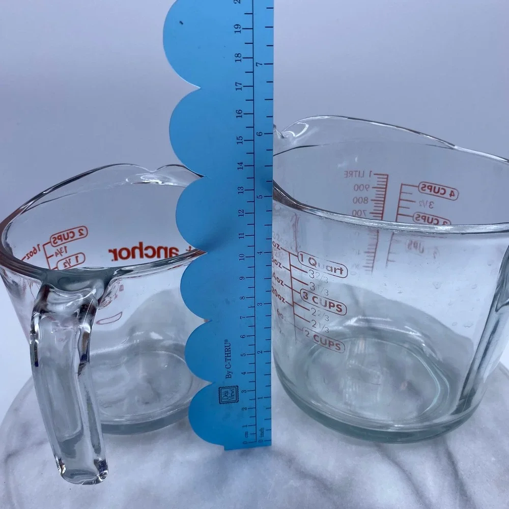 Anchor Hocking Measuring Cup Set Clear Glass 2pc 4-Cup 2-Cup Baking Essentials